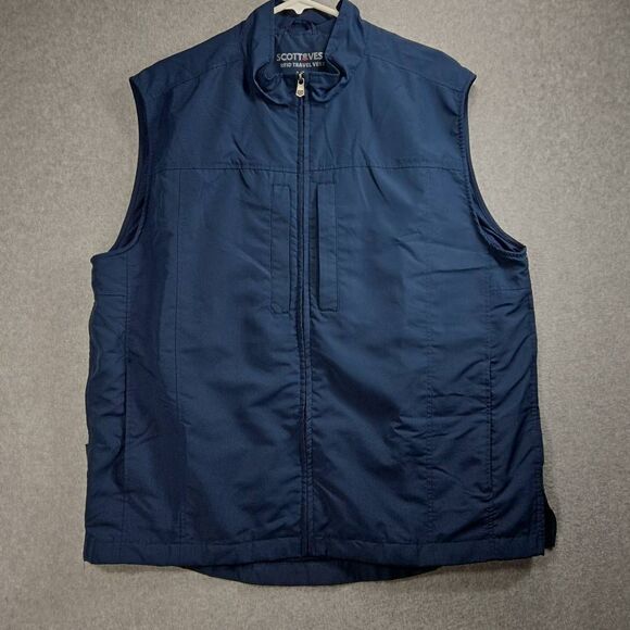 SCOTTeVEST Vest Mens XL Blue RFID Travel Multi Pocket TEC Outdoors Utility Water - Picture 1 of 14